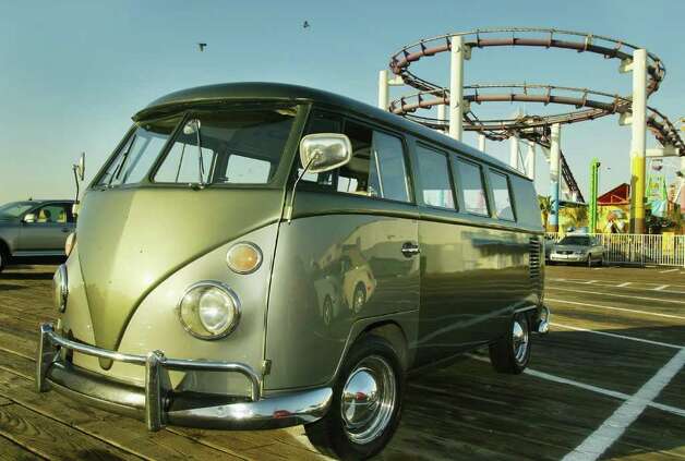 SANTA MONICA CA MAY 13 A VW Bus awaits the Ceremonial Launch of Herbie 