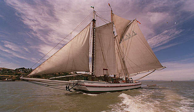 The Alma under sail as she heads into the delta