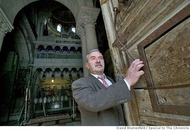March 22, 2005: Jerusalem, Israel: Wajeeh Y. Nuseibeh, Custodian and Door-Keeper of the Church of the Holy Sepulchre opens the door of the church every day.
 Photo by David Blumenfeld/Special to The Chronicle Photo: David Blumenfeld/Special To The