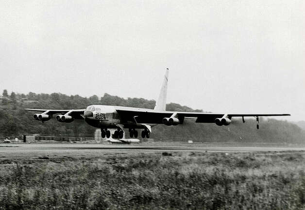Boeing's first production B-52A makes its first flight, on Aug. 5, 1954, from Boeing Field in Seattle. Photo: The Boeing Co. / SL