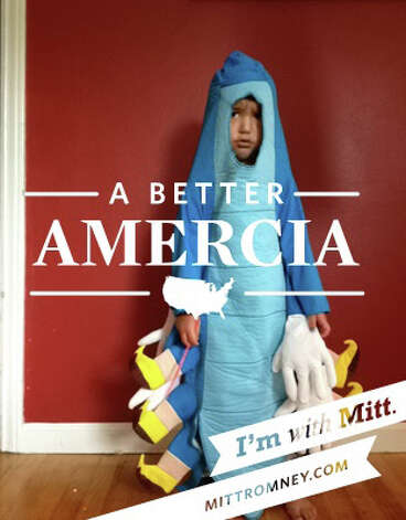 "A Better 'Amercia'" is overlaid on a photo created with the "I'm With Mitt" iPhone app. The misspelling of America has turned into an Internet sensation and likely embarrrasment for the Mitt Romney campaign. Photo: Staff / seattlepi.com
