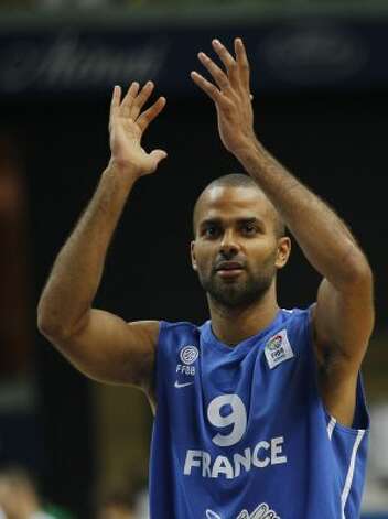 France's Tony Parker reacts during their EuroBasket European Basketball Championship Group E match against Lithuania, in Vilnius, Lithuania, Friday Sept. 9, 2011. (Darko Vojinovic / Associated Press) / SA