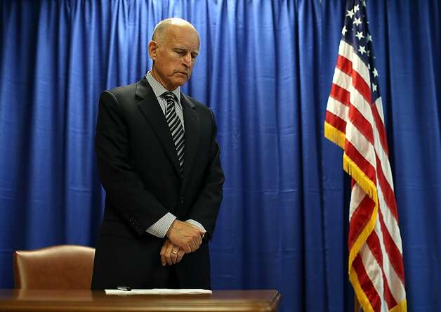 SAN FRANCISCO, CA - JULY 11:  California Governor Jerry Brown prepares to sign copies of the California Homeowner Bill of Rights (AB 278 and SB 900) on July 11, 2012 in San Francisco, California.  Gov. Jerry Brown signed the California Homeowners Bill of Rights that establishes landmark protection rules for mortgage loan borrowers. The laws go into effect on January 1, 2013.  (Photo by Justin Sullivan/Getty Images) Photo: Justin Sullivan, Getty Images / SF