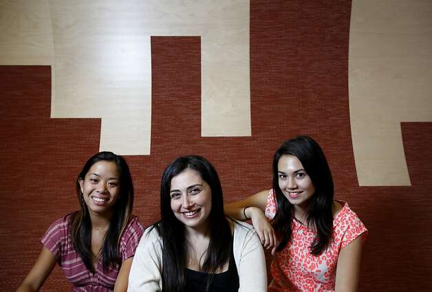 Bettina Chen (left), Jennifer Kessler and Alice Brooks founded Stanford startup Maykah, which develops toys that encourage young girls to take an interest in science, technology, engineering and math. Photo: Sarah Rice, Special To The Chronicle / SF