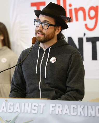 Sean Lennon, representing Artists Against Fracking, joined other activist groups as they held a press conference Jan. 11, 2013 in Albany, N.Y.     (Skip Dickstein/Times Union) Photo: SKIP DICKSTEIN / 00020738A