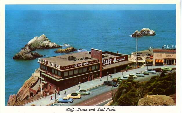 1957 - SAN FRANCISCO:  Vintage postcard showing a bird's eye view of th the Cliff House and Seal Rocks, the view looks down onto the retaurant and parking lot and out over the Pacific Ocean. (Photo by Lake County Museum/Getty Images) Photo: Curt Teich Postcard Archives, Getty Images