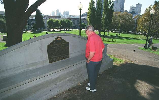In this file photo, Lee Clardy looks at a monument for Juana Briones in Washington Square Park in San Francisco. Photo: Eric Luse, The Chronicle