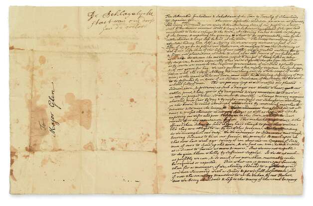 This rare and previously unpublished letter pleading for help from desperate survivors after the 1690 Schenectady massacre will be auctioned Oct. 10 at Swann Galleries in New York City. It was owned by an out-of-state private collector and is estimated to fetch $1,500 to $2,500. (Courtesy Swann Galleries)
