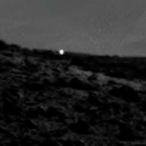 Cropped: This image was taken by Navcam: Right B (NAV_RIGHT_B) onboard NASA's Mars rover Curiosity on Sol 588 (2014-04-02 09:04:28 UTC).