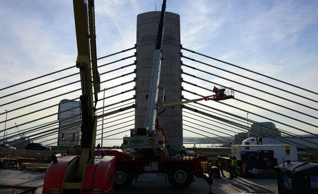 Construction continues on the Pearl Harbor Memorial Bridge in New Haven, Conn., on Thursday Dec. 4, 2014. Photo: Christian Abraham / Connecticut Post