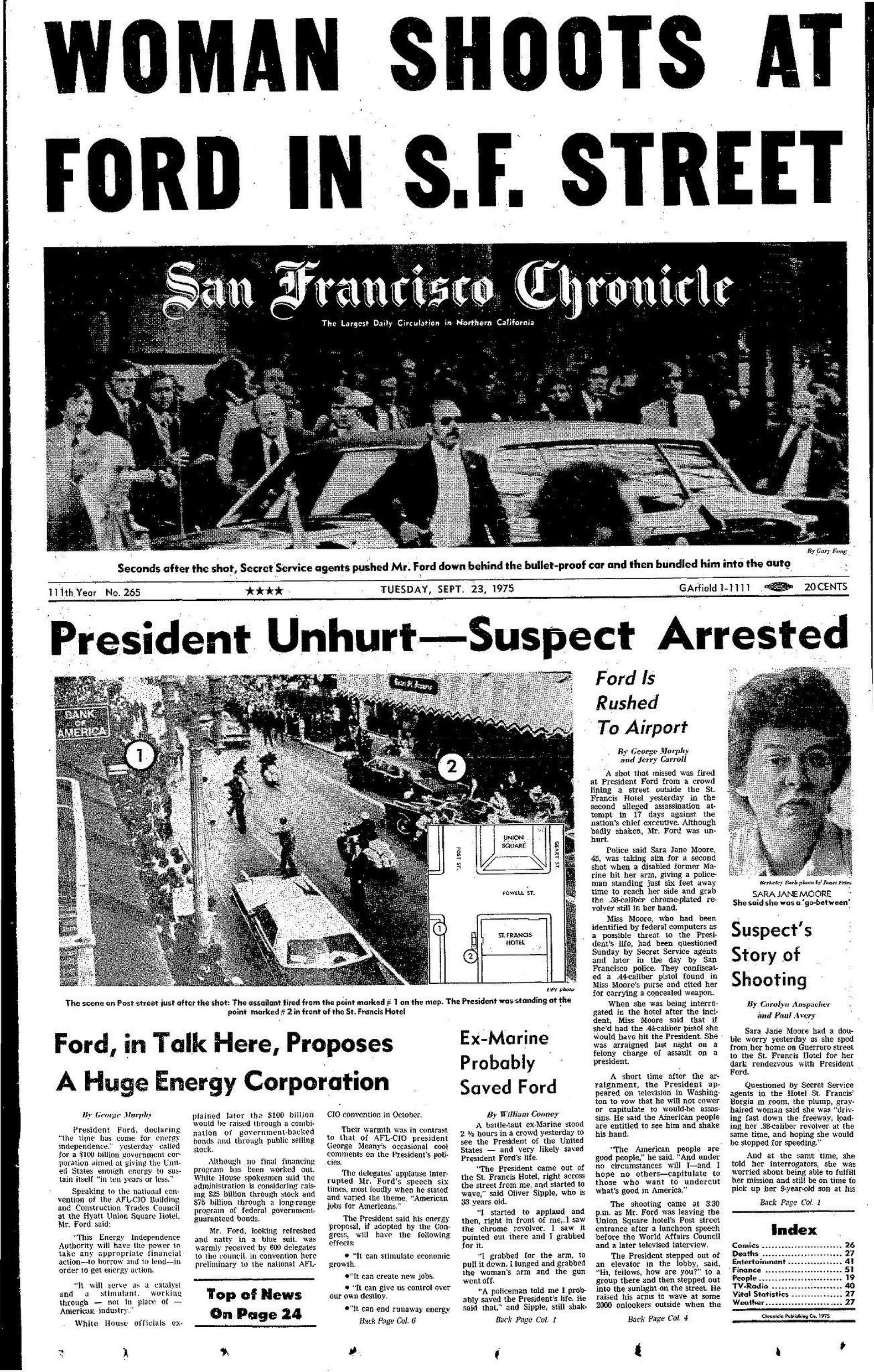 Image result for Gerald Ford SF assassination attempt in San Francisco