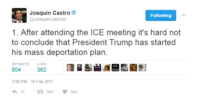 Joaquin Castro: 'President Trump has started his mass deportation plan' - mySanAntonio.com