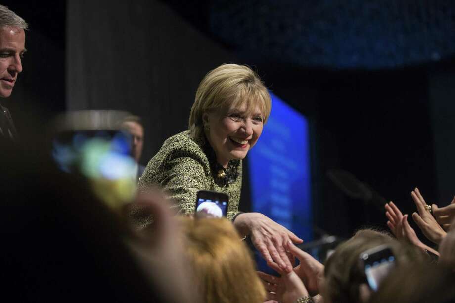 Secretary Hillary Rodham Clinton shakes hands after her speech at Annie's List annual Houston luncheon, Friday, April 7, 2017, in Houston. Photo: Marie D. De Jesus /Houston Chronicle / © 2017 Houston Chronicle