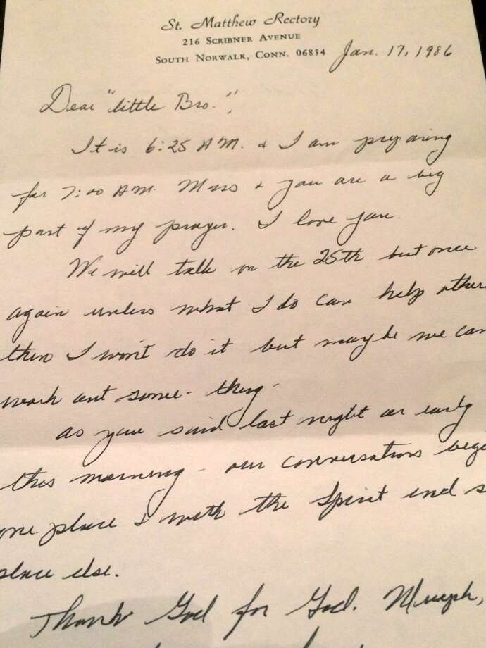 The Rev. Martin Federici sent dozens of letters, some shown here, expressing his love for the young man he was allegedly abusing in the 1980s. Photo: Daniel Tepfer / Hearst Connecticut Media / Connecticut Post