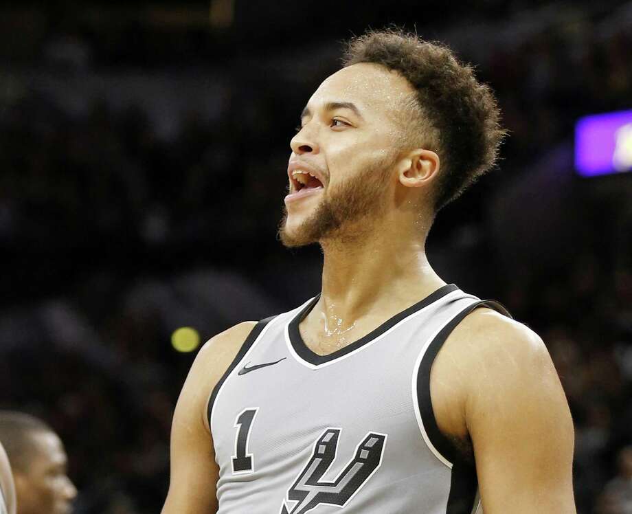 San Antonio SpursÕ Kyle Anderson celebrates after a basket and being fouled during second half action against the Dallas Mavericks Monday Nov. 27, 2017 at the AT&T Center. The Spurs won 115-108. Photo: Edward A. Ornelas, Staff / San Antonio Express-News / © 2017 San Antonio Express-News
