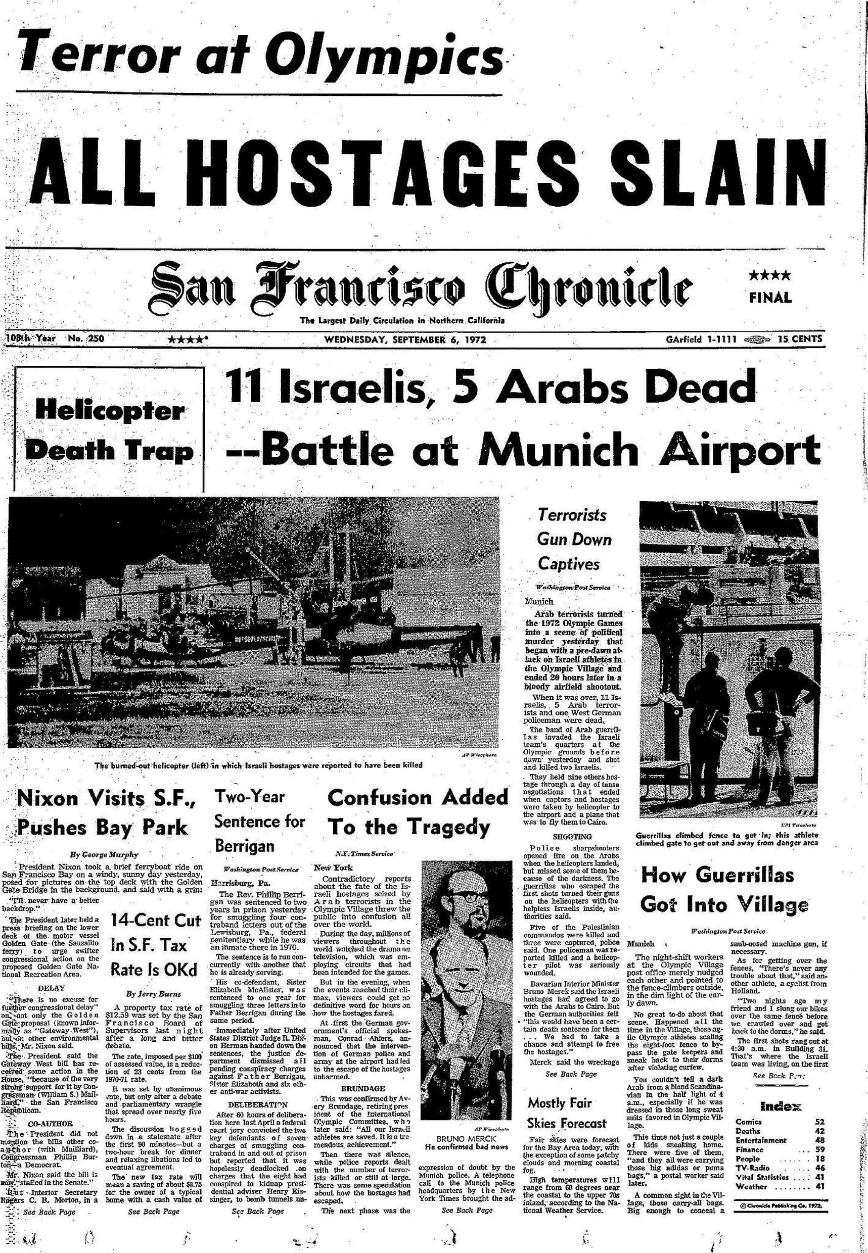 Chronicle Covers: A view of the Munich Olympics massacre