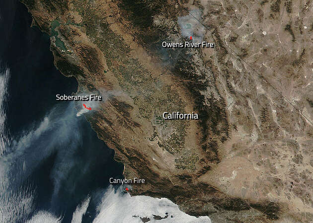 NASA satellite captures three major wildfires still burning in California