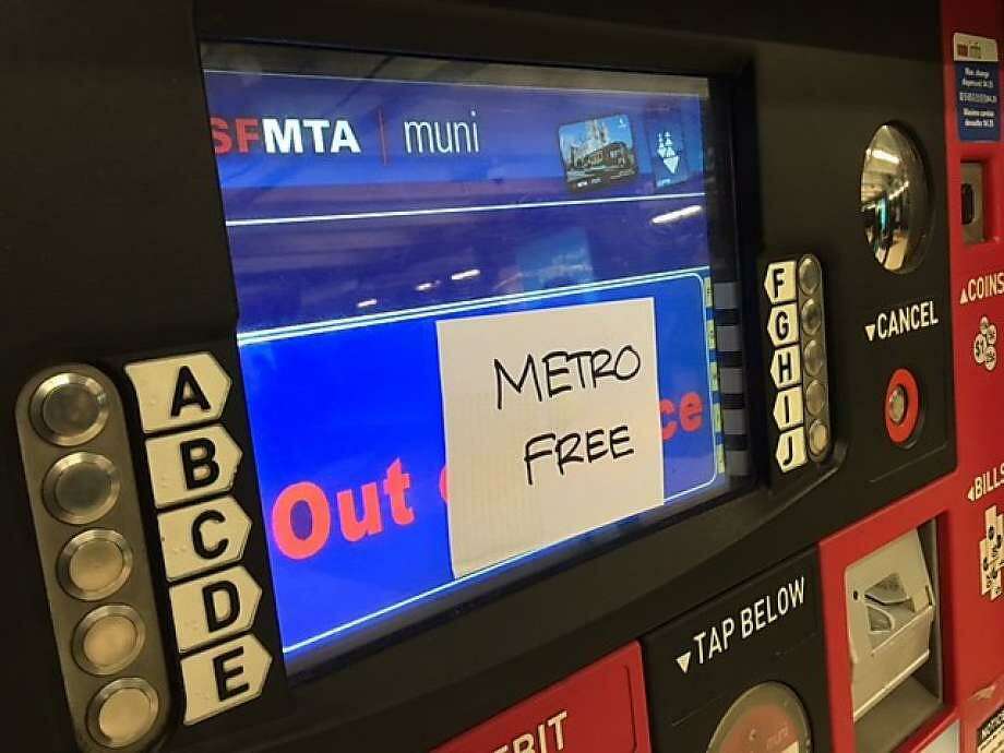 Muni ticket machines and fare gates were temporarily out of order Saturday after an apparent computer hack. Photo: Kimberly Veklerov / /