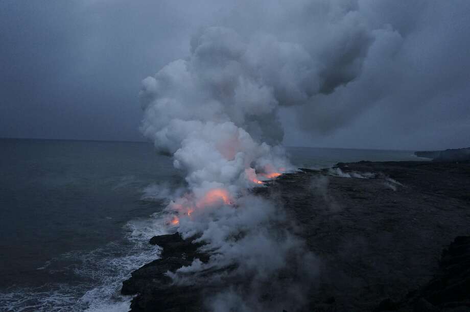 Near Kalapana are the ocean vents: the ever-changing openings where lava from Puu Oo — a cone of Kilauea — is flowing into the sea. Photo: Jeff Greenwald, Special To The Chronicle