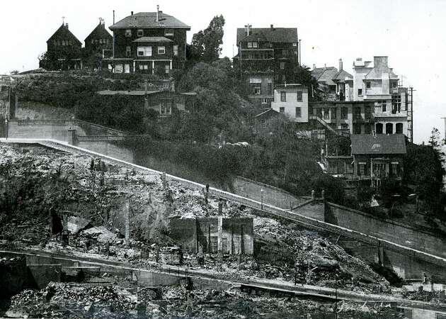 Before-and-after photos of Russian Hill include a striking tale of earthquake survival